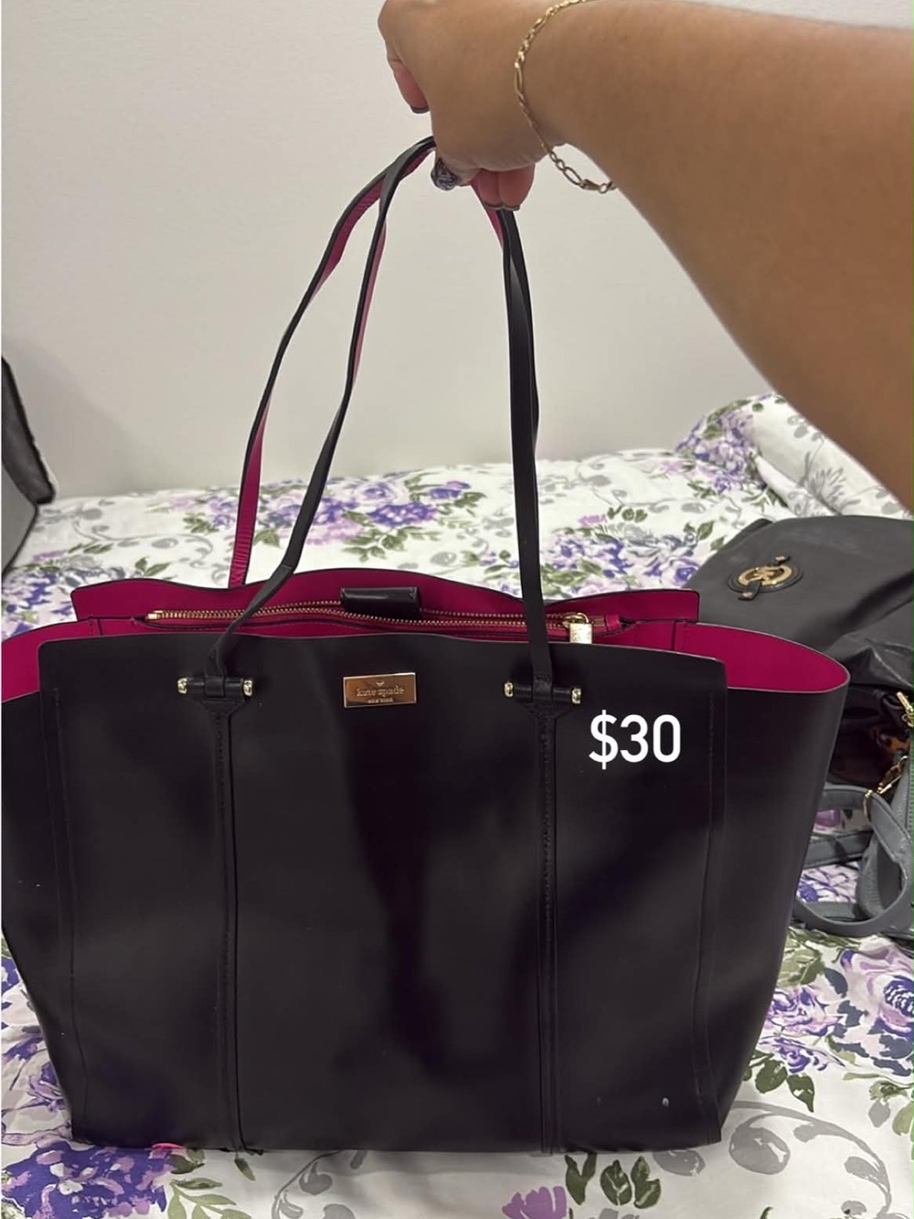 kate spade Black Tote with Fuchsia Interior - Reversible Look
